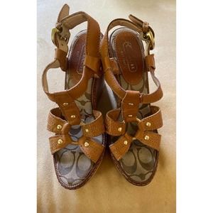 Coach Wooden Wedge Sandals Size 6
